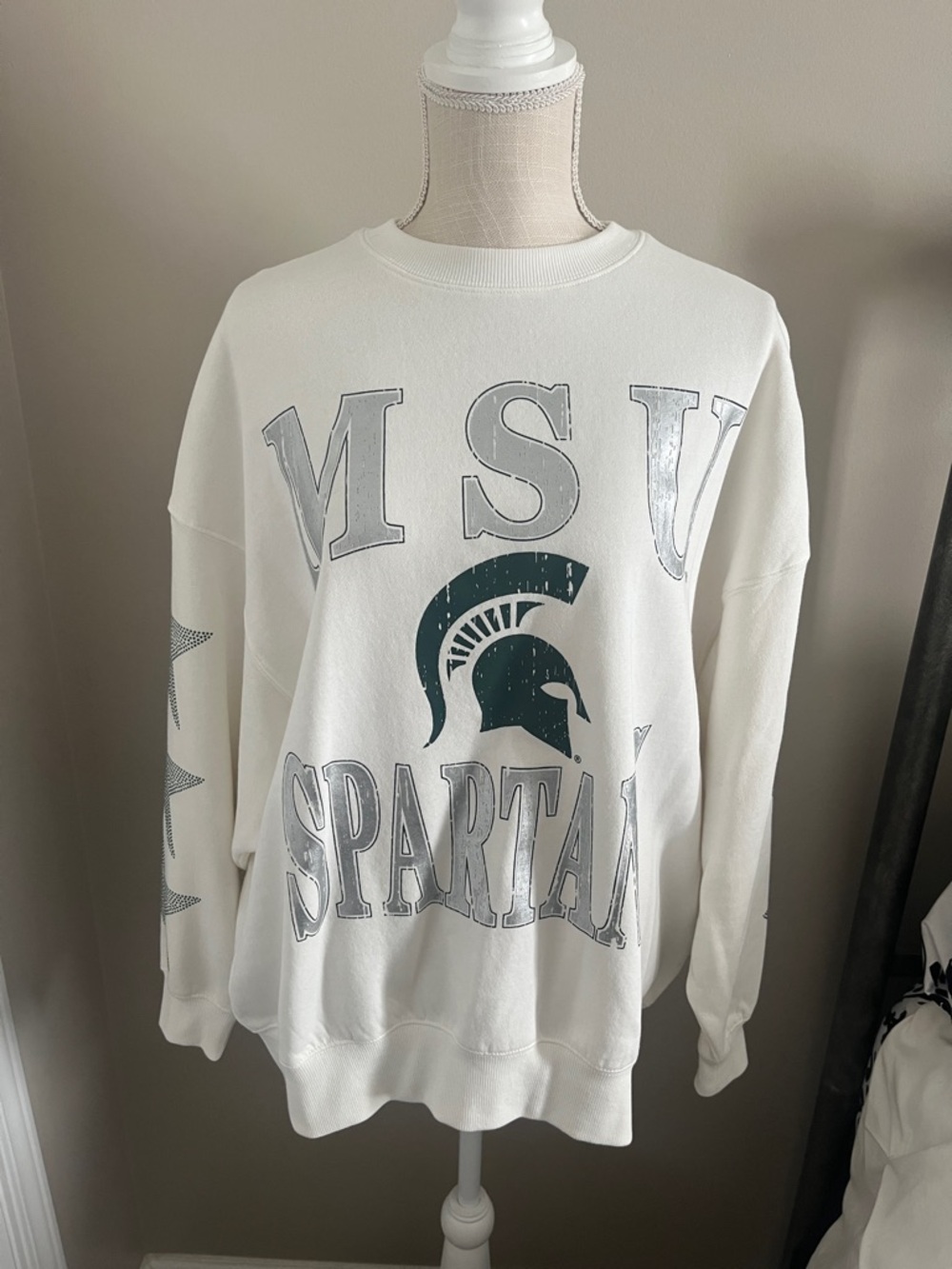 Michigan State Spartans White Graphic Sweatshirt